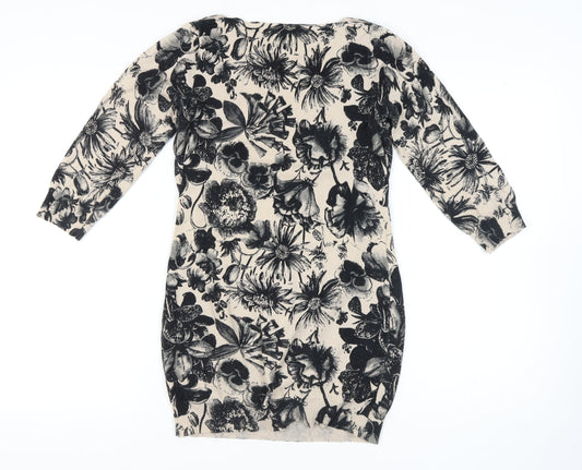 Next Women's Beige Floral Knit Dress Size 10