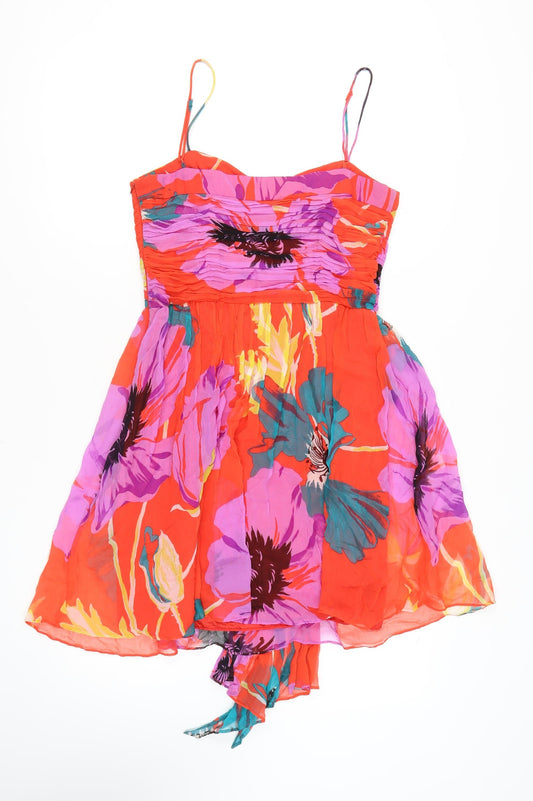 Coast Multicoloured Floral Silk Dress - Size 14