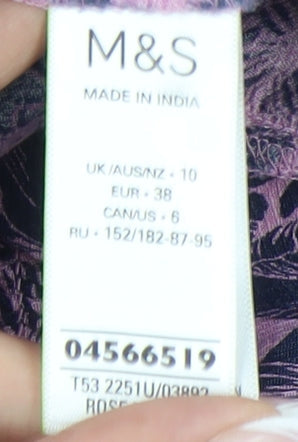 Womens UK Size 10 Marks and Spencer Purple Tunic Blouse