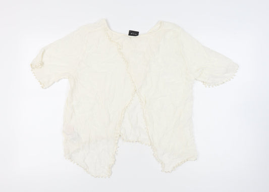VILA Women’s Ivory Blouse, Medium, Short Sleeve