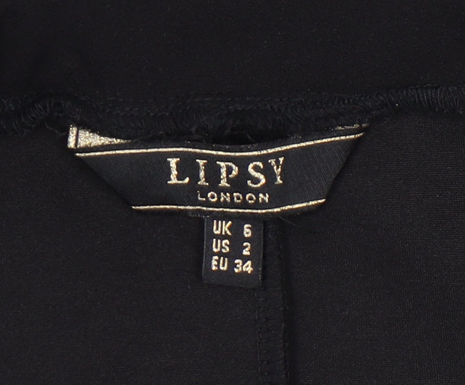 Lipsy Women's Black Pencil Skirt Size 6, High Waist, Tie Closure