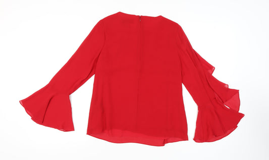 Coast Women's Red Ruffle Blouse UK 12