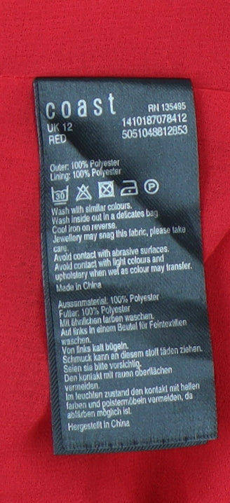 Coast Women's Red Ruffle Blouse UK 12