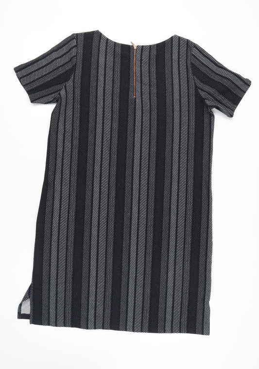 Next Women's Black Grey Striped Shift Dress UK 18