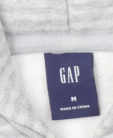 GAP Women's Grey Striped Full Zip Hoodie - Medium