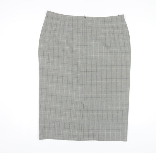 Marks and Spencer Women's Grey Checked Pencil Skirt Size 18