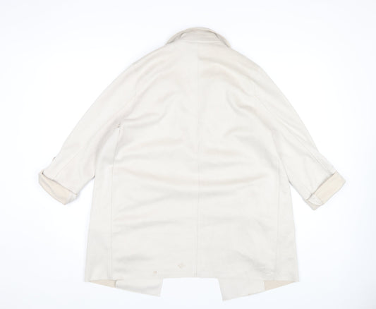 Pull&Bear Women's Beige Mid-Length Coat Size S