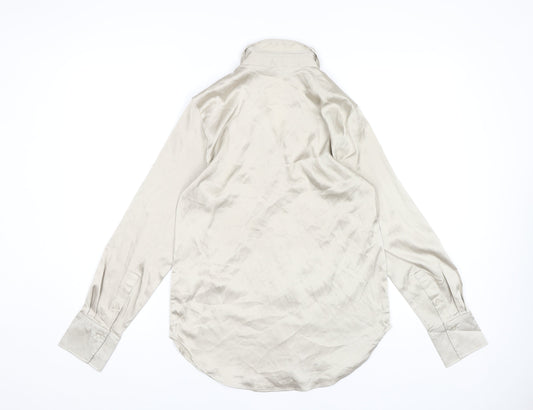 Womens UK Size 12 H&M Beige Basic Button-Up