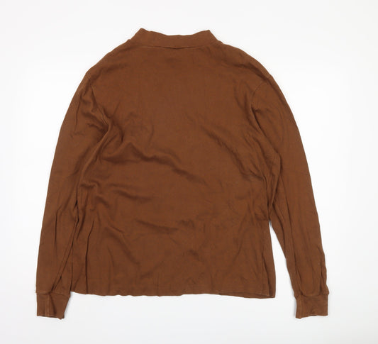 Lands' End Brown Mock Neck Top Unisex Adults L