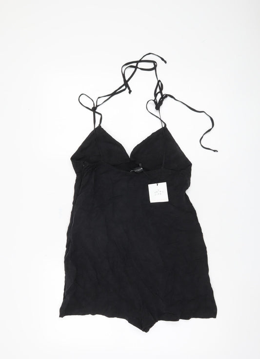 Zara Women's Black Viscose Playsuit, Medium, Adjustable Straps