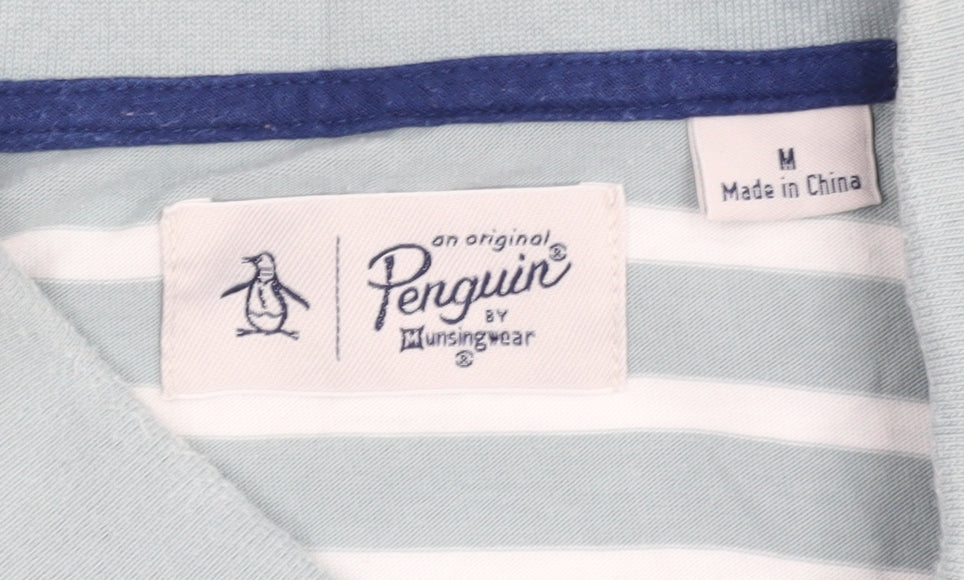 Penguin Men's Polo Blue Striped M Casual Classic