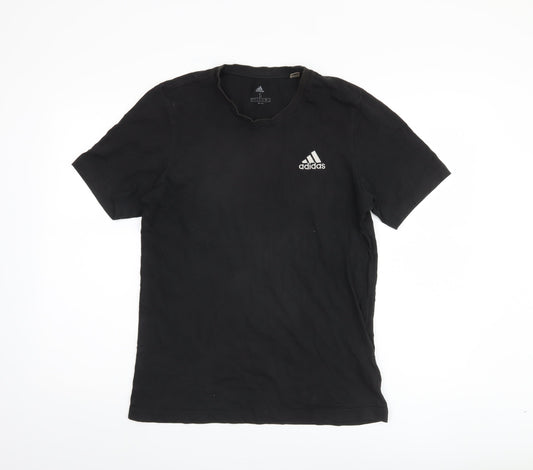 Additional front view of Adidas Men's Black Short Sleeve Cotton T-Shirt, size S