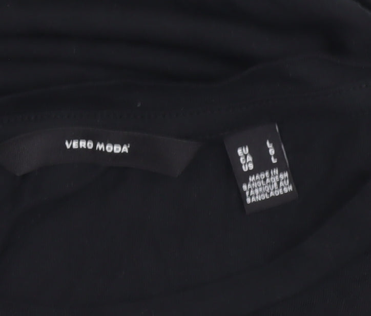 Womens UK Size L VERO MODA Black T-Shirt