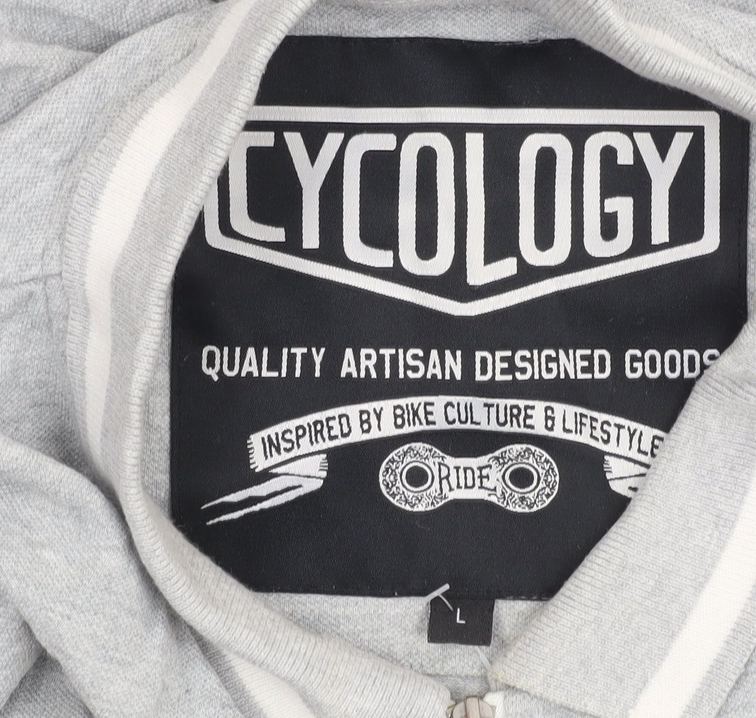 Cycology Men's Grey Polo L 1/4 Zip Cycling Shirt