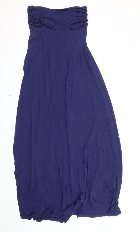 Next Women's Blue Strapless Long Floral Dress Size 12