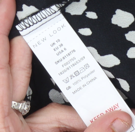 New Look Women's Black Animal Print Puff Sleeve Top