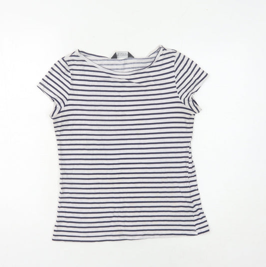Additional front view of Dorothy Perkins Women's White Striped T-Shirt, size 10