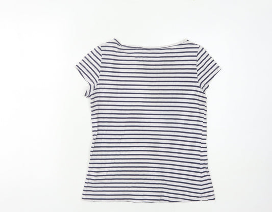 Dorothy Perkins Women's White Striped T-Shirt, Size 10