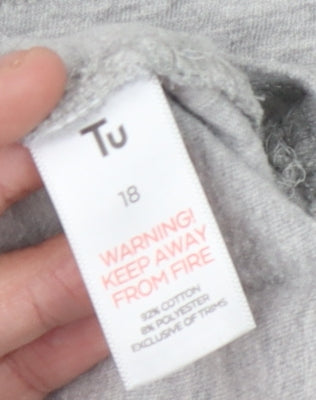 Tu Women's Grey Smiley T-Shirt, Size 18, Casual Style