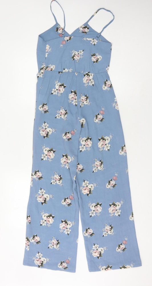 New Look Blue Floral Jumpsuit, Petite Size 4
