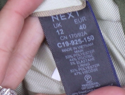 Next Women's Green Blazer, Size 12, Regular Fit