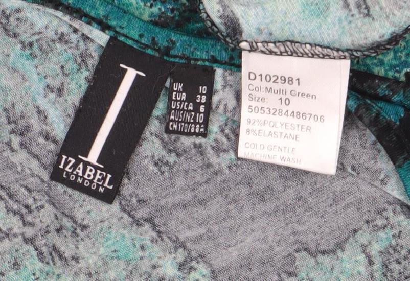 Izabel London Women's Green A-Line Belted Dress