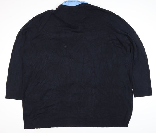 BadRhino Men's Blue Long Sleeve Polo 5XL