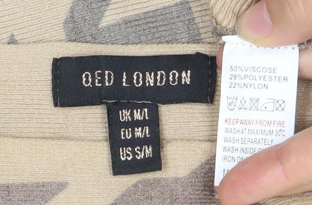 Womens UK Size 12 QED London Beige T-Shirt