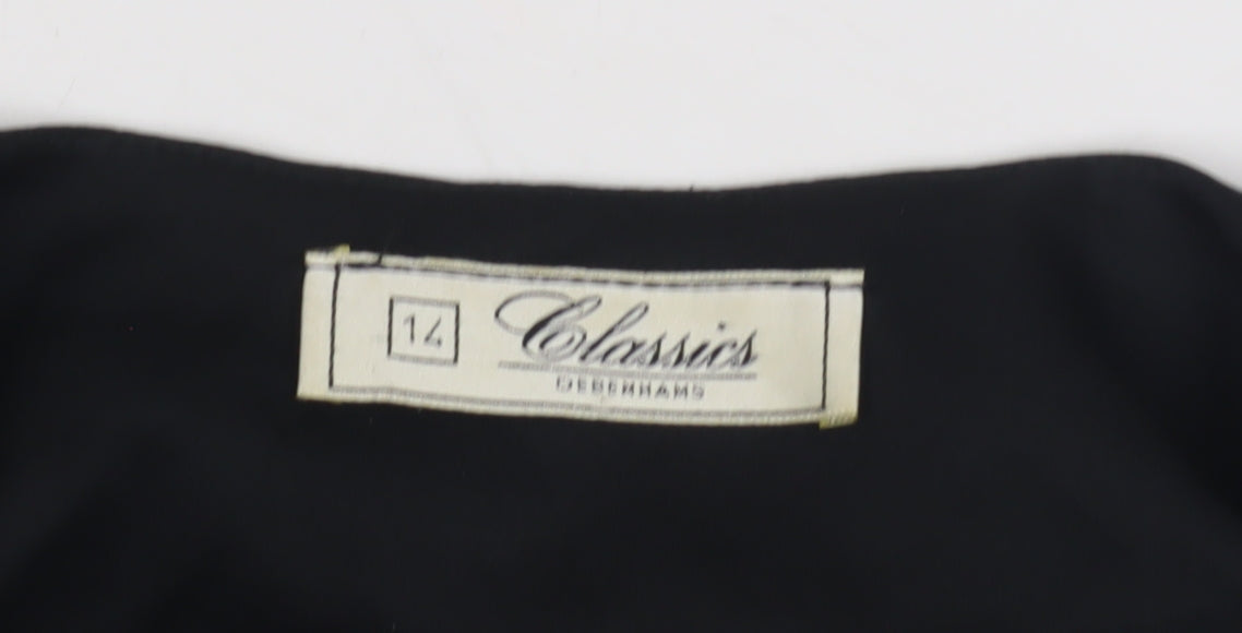 Womens UK Size 14 Debenhams Black Wrap Blouse