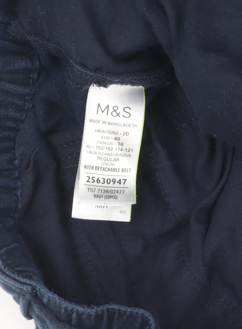 Womens UK Size 20 Marks and Spencer Relaxed Fit Blue Trousers