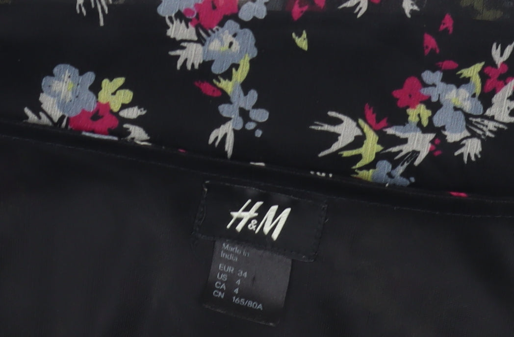 H&M Floral Black Flutter Sleeve Women's Dress Size 6