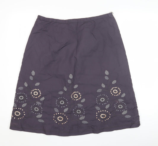 Next Women's Grey Embroidered Skirt Size 16