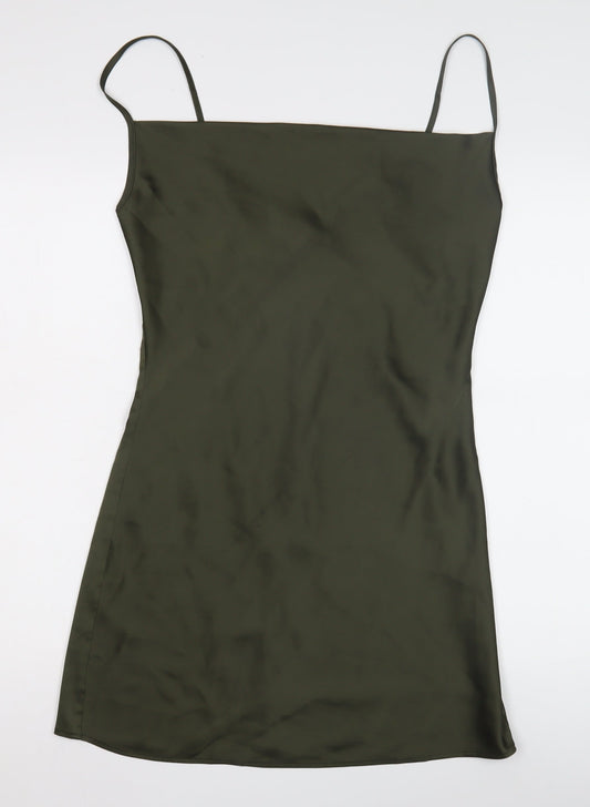 Stradivarius Women's Green Slip Dress Size 12