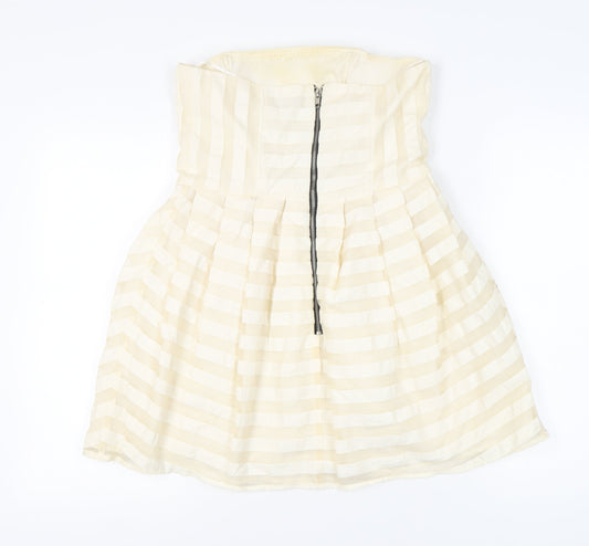 Topshop Women Ivory Strapless Short Party Dress
