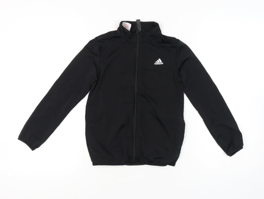 Additional front view of Adidas boys’ black full zip sweatshirt 9-10y
