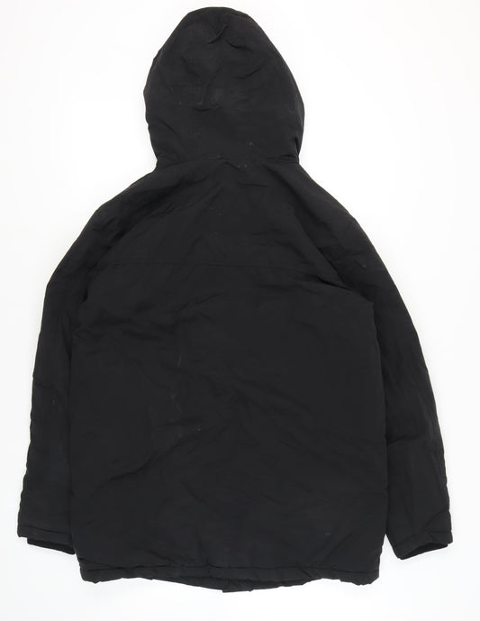 Pull & Bear Women's Black Hooded Parka Jacket M