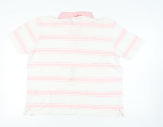 Cotton Traders Men's Pink Striped Polo, XL, Casual Wear