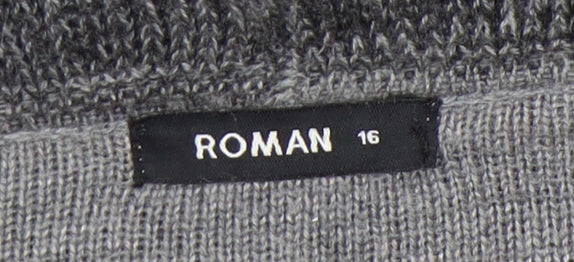 Womens UK Size 16 Roman Grey Cardigan Jumper