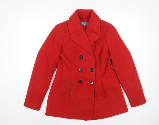 Womens UK Size 10 BHS Red Pea Coat
