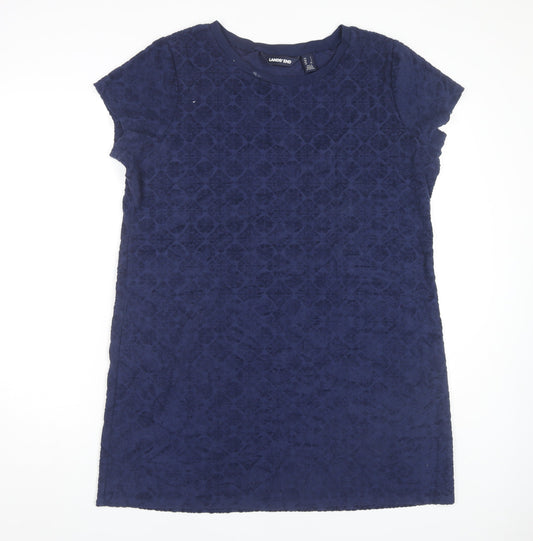 Additional front view of Land's End Blue Women's Dress L Short Sleeve Knit