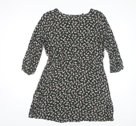 Marks and Spencer Women's Black Floral Dress Size 14