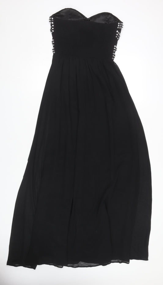 Quiz Women's Black Maxi Strapless Party Dress Size 8