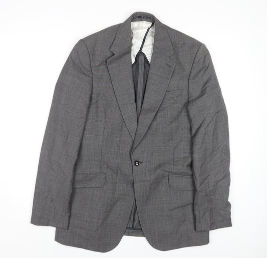 Reiss Men's Grey Check Wool Suit Jacket 38 Chest