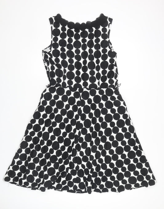 Marks and Spencer Women's Black Polka Dot Dress Size 14