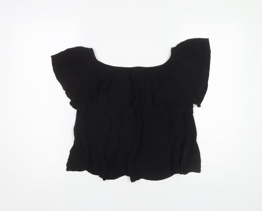 Womens UK Size 14 New Look Black Tunic Blouse