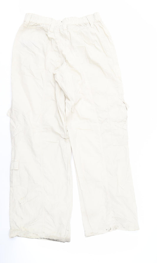 BDG Women's White Cargo Trousers M, Casual Cotton