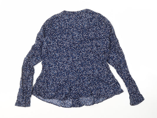 Gap Women's Blue Floral Blouse, M, Cotton, Long Sleeve