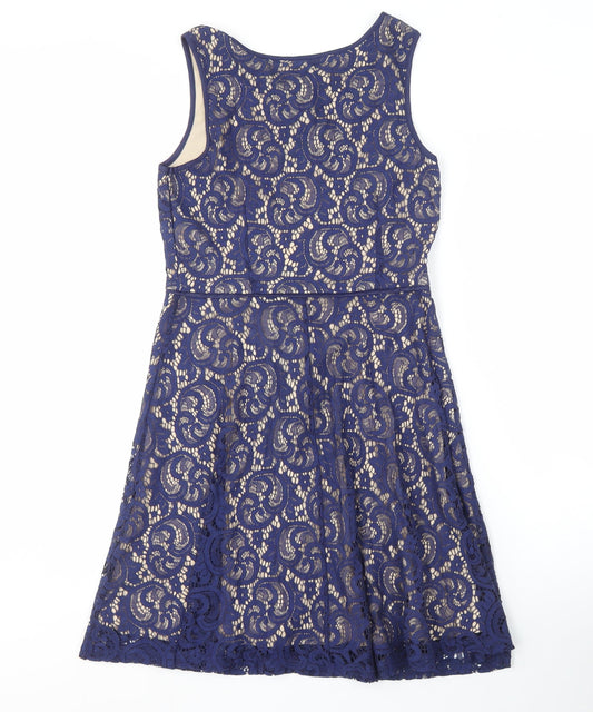 Blue Vanilla Women's Blue Lace A-Line Dress Size 8