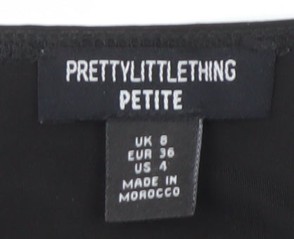 Womens UK Size 8 PRETTYLITTLETHING Black Cropped Blouse