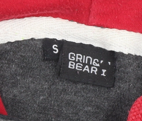 Brand and care label for Grin & Bear unisex grey pullover hoodie s